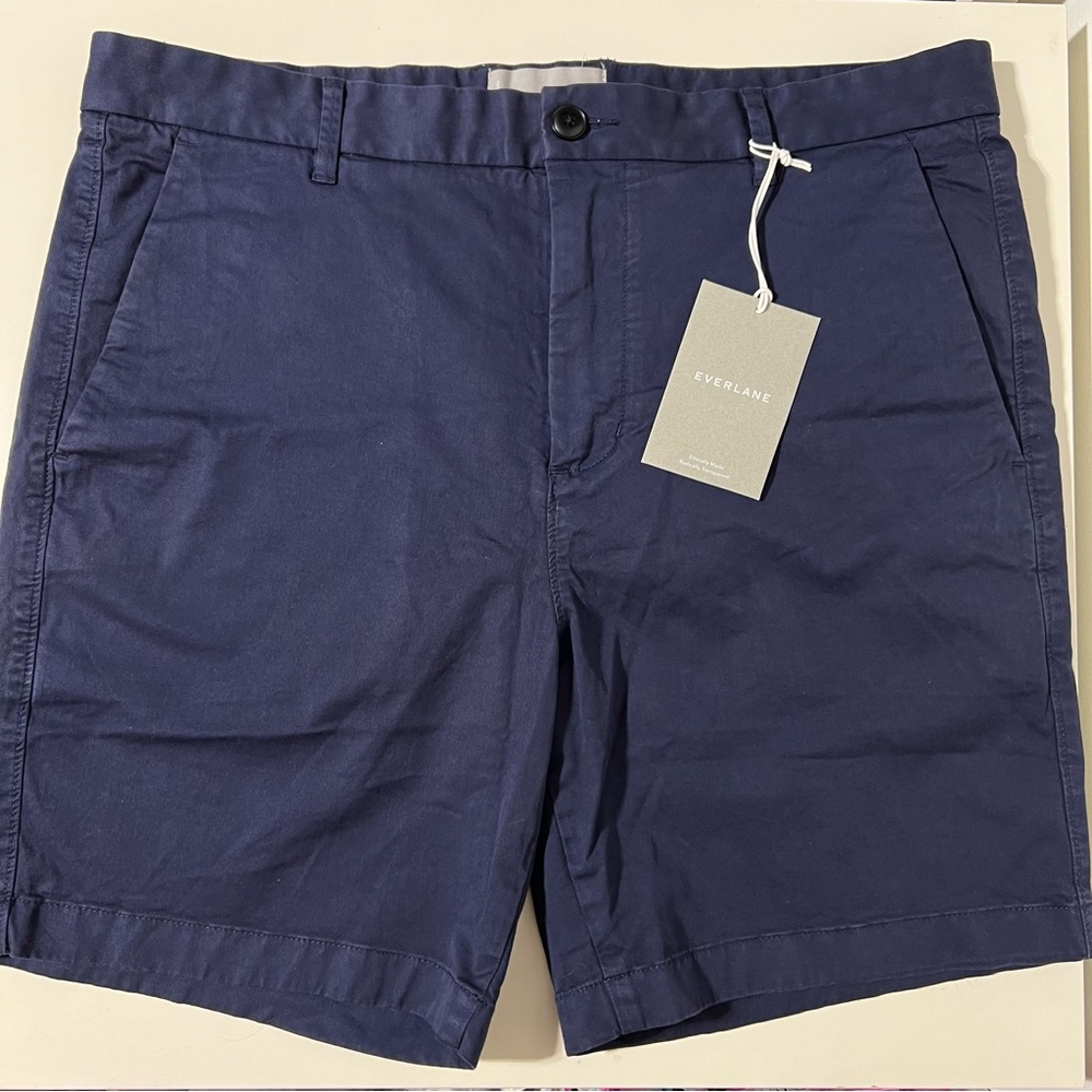 Mens Everlane The Midweight Chino 7” Slim Short Size 34 Navy New
